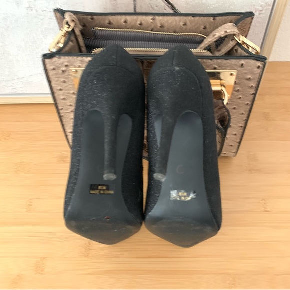 BADGLEY MISCHKA/Mark & James Glitter Gala Black Pumps 8.5 - Picture 11 of 14